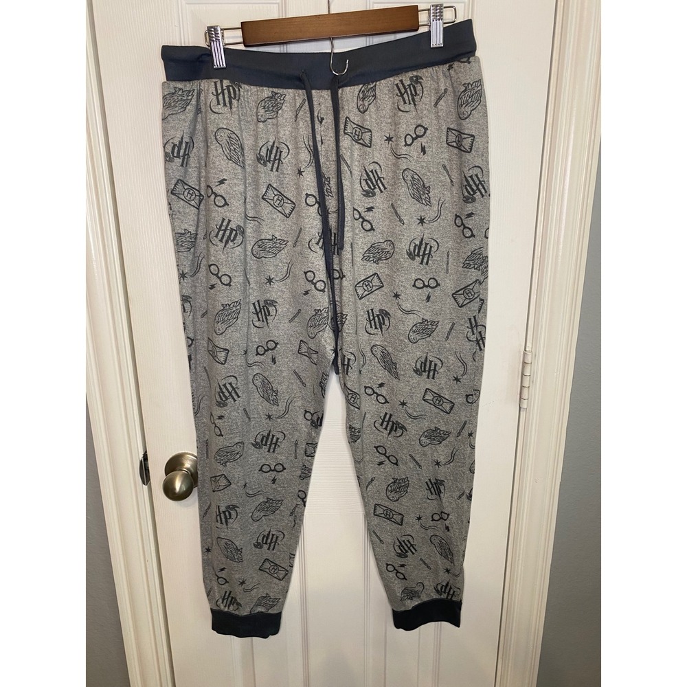 Harry Potter Wizarding World  Pajama Pants Womens Large Gray Jogger Hedwig Print